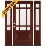 Special Buy - #9014: 9-Lite Red Mahogany Wood Door Unit with Sidelites